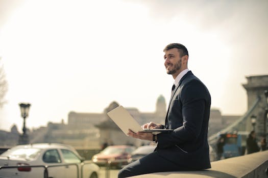 happy entrepreneur using leased tools